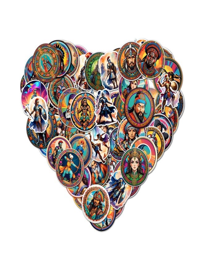 EXO DECOR Pack of 60 Pcs Strong Warrior Man Aeshthetic Stickers for Laptops, Guitars, Phones, Pads, Skateboards, Bicycles, Motorcycles, Helmets - Waterproof_1355 B - Image 1